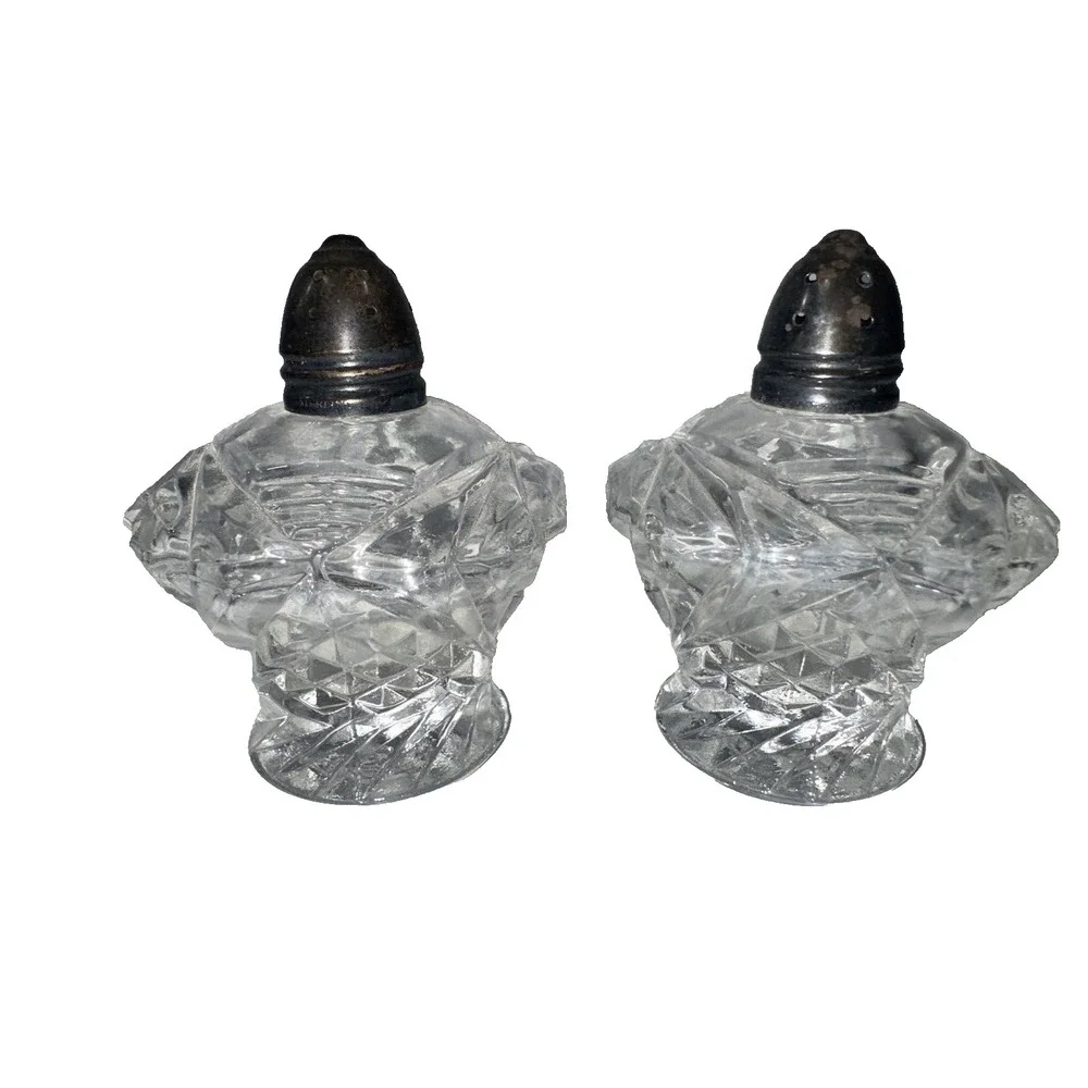 VINTAGE CRYSTAL‎ - CUT GLASS SALT & PEPPER SHAKER SET